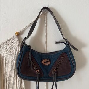 Guess Blue and Brown Shoulder Bag